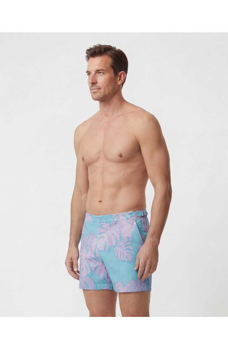 Lords of Harlech Monstera Floral Mens Tailored Swim Short, Alternate, color, Monstera Floral Teal