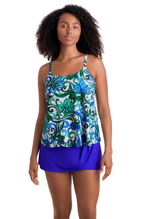 Asymmetrical Flounce Tankini Swimsuit Top