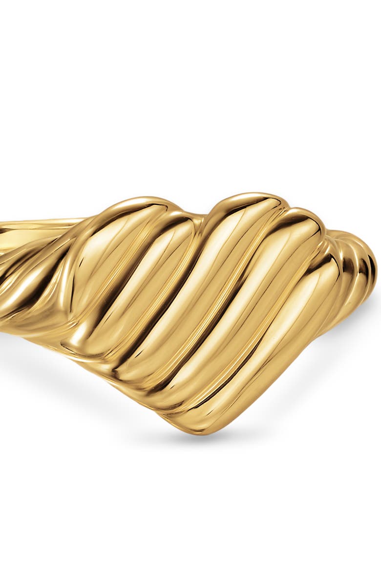David Yurman Sculpted Cable Heart Pinky Ring in 18K Yellow Gold, 9mm, Alternate, color,