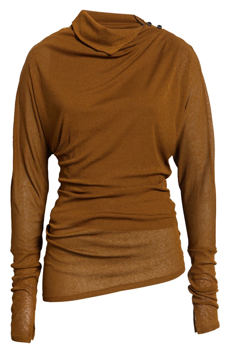 Proenza Schouler Golda Long Sleeve Jersey Top, Alternate, color, Tobacco