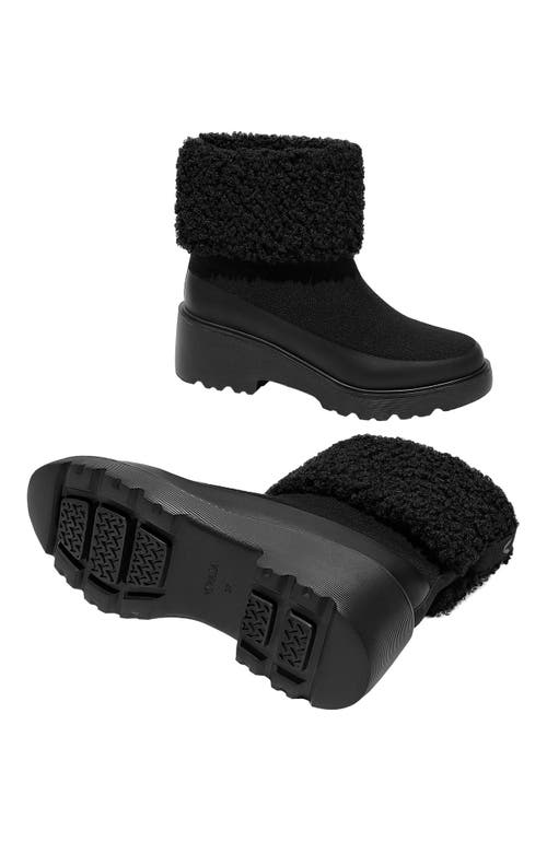 Vivaia Faux Fur Platform Chunky Wedge Boots In Black