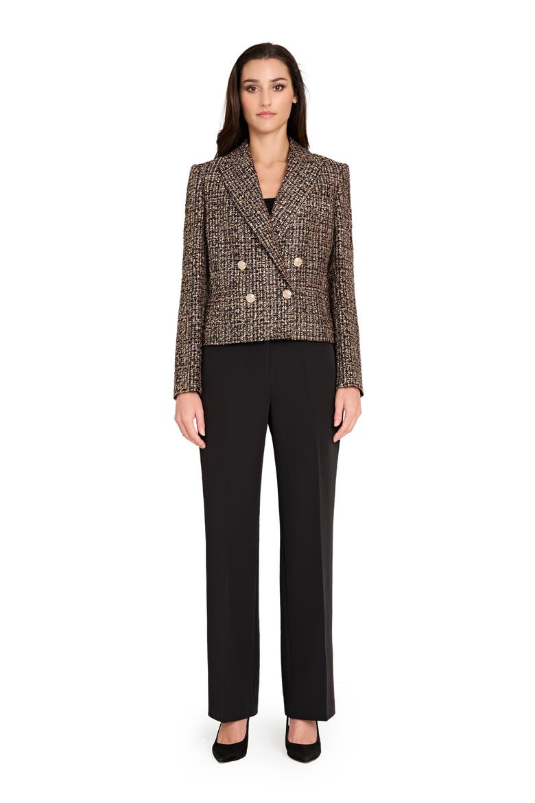 Metallic Double Breasted Bouclé Crop Jacket, Alternate, color, BLACK ESPRESSO