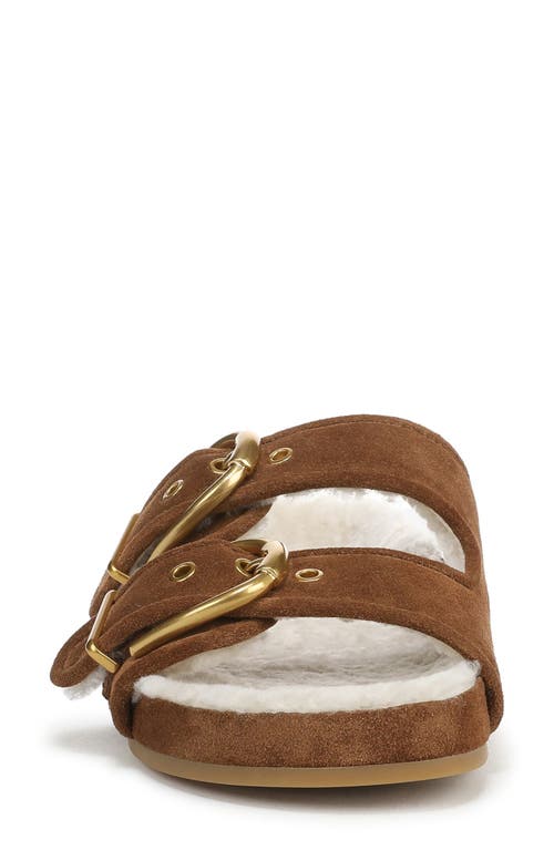 Veronica Beard Prue Genuine Shearling Lined Two Strap Sandal In Multi