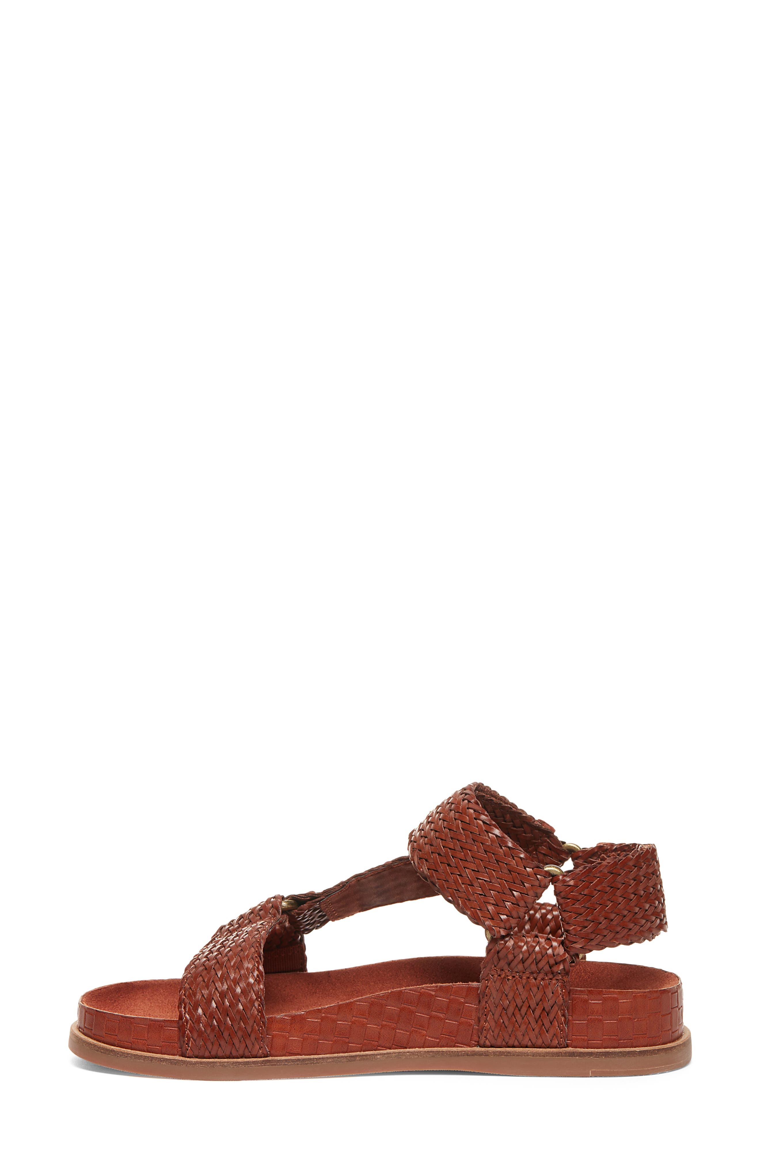 Spark Woven Sandal, Alternate, color, COGNAC LEATHER