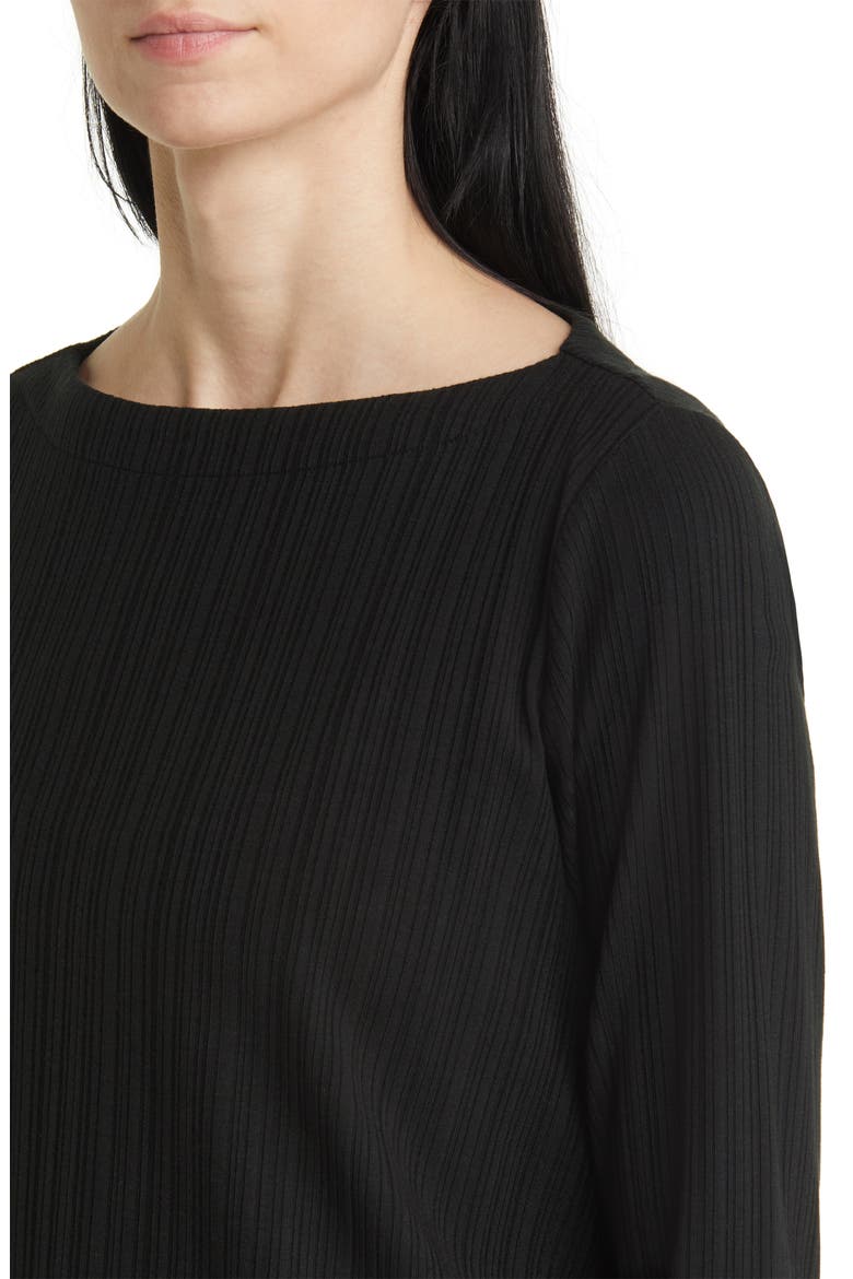 Rib Boat Neck Top, Alternate, color, BLACK
