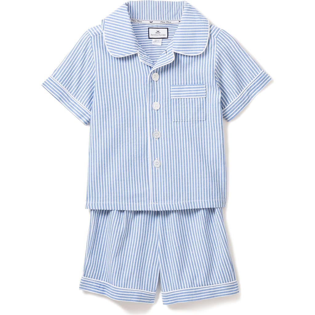 Petite Plume Kids' Striped Short Pajamas in Blue at Nordstrom, Size 6-12M