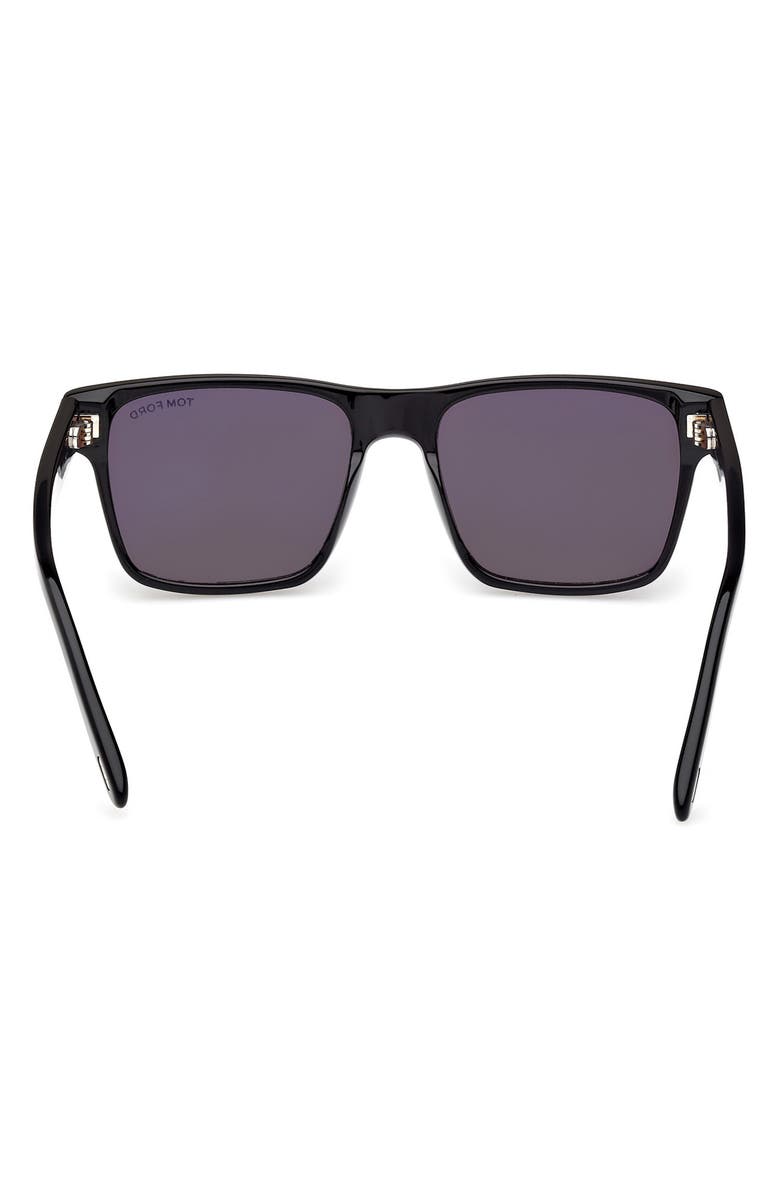 TOM FORD Calder 55mm Square Sunglasses, Alternate, color, Shiny Black Eco / Smoke Lenses