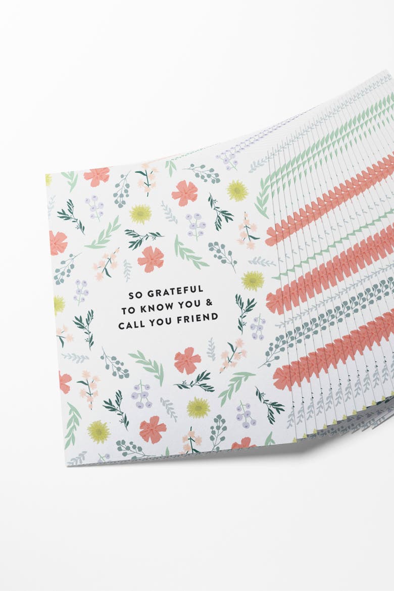 Grateful to Know You Friend Boxed Set of 8 Greeting Cards, Alternate, color, Floral Pattern