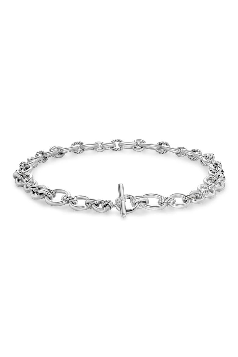DY Mercer® Chain Necklace in Sterling Silver with Diamonds, 8mm, Alternate, color, DIAMOND/ SILVER
