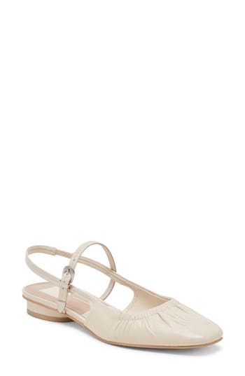Dolce Vita Rianne Slingback Mary Jane Flat In Ivory Crinkle Patent