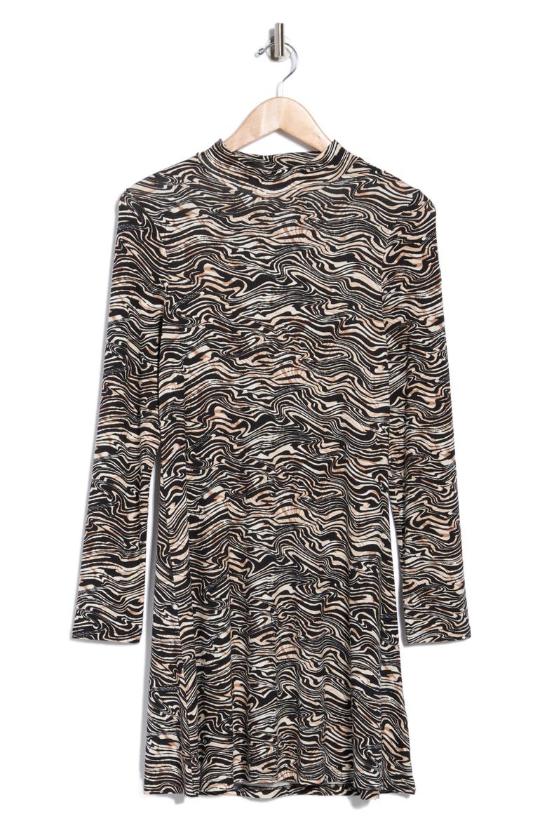 Fernanda Long Sleeve Minidress, Alternate, color, MARBLED ZEBRA
