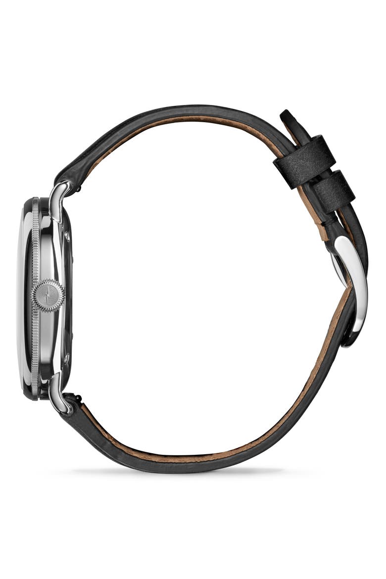 Canfield Leather Strap Watch, 38mm, Alternate, color, BLACK
