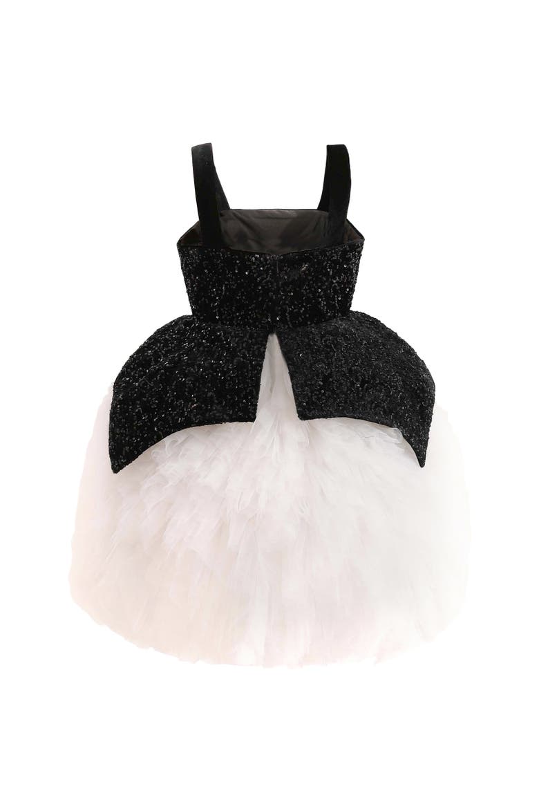Sequin Floral Bodice Dress, Alternate, color, Black