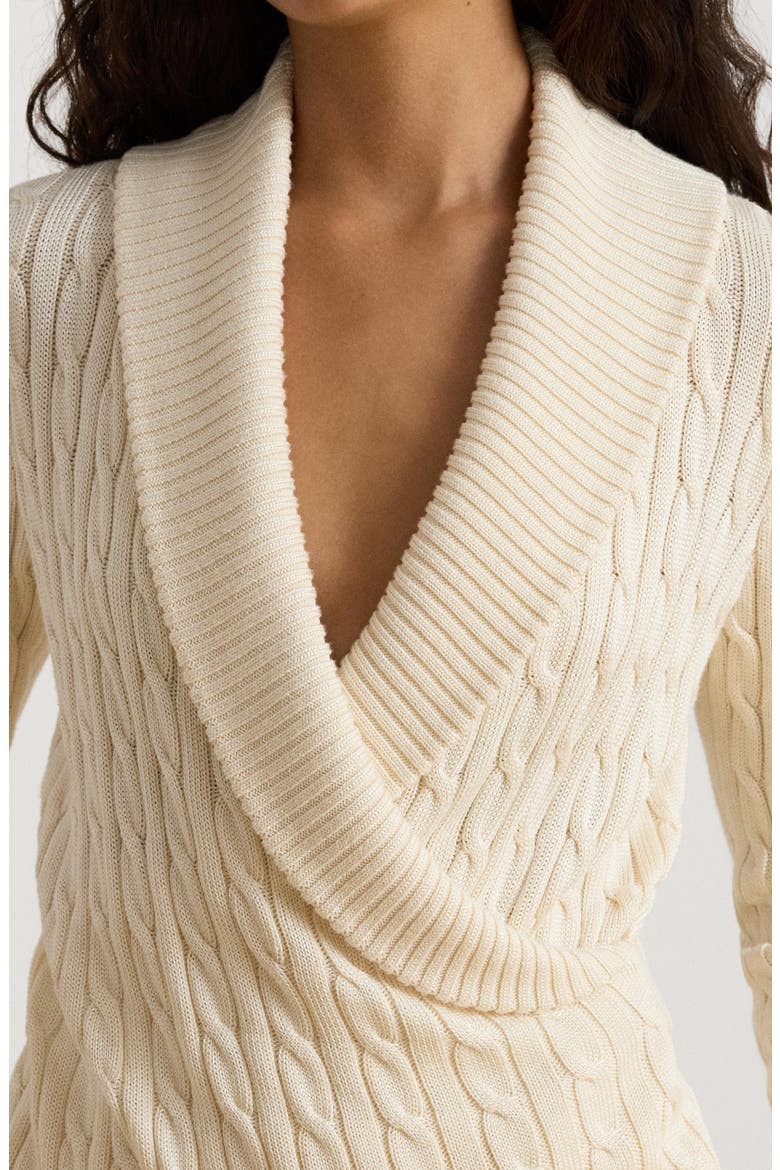 Shawl Collar Cable Knit Sweater, Alternate, color, WINTER CREAM IVORY