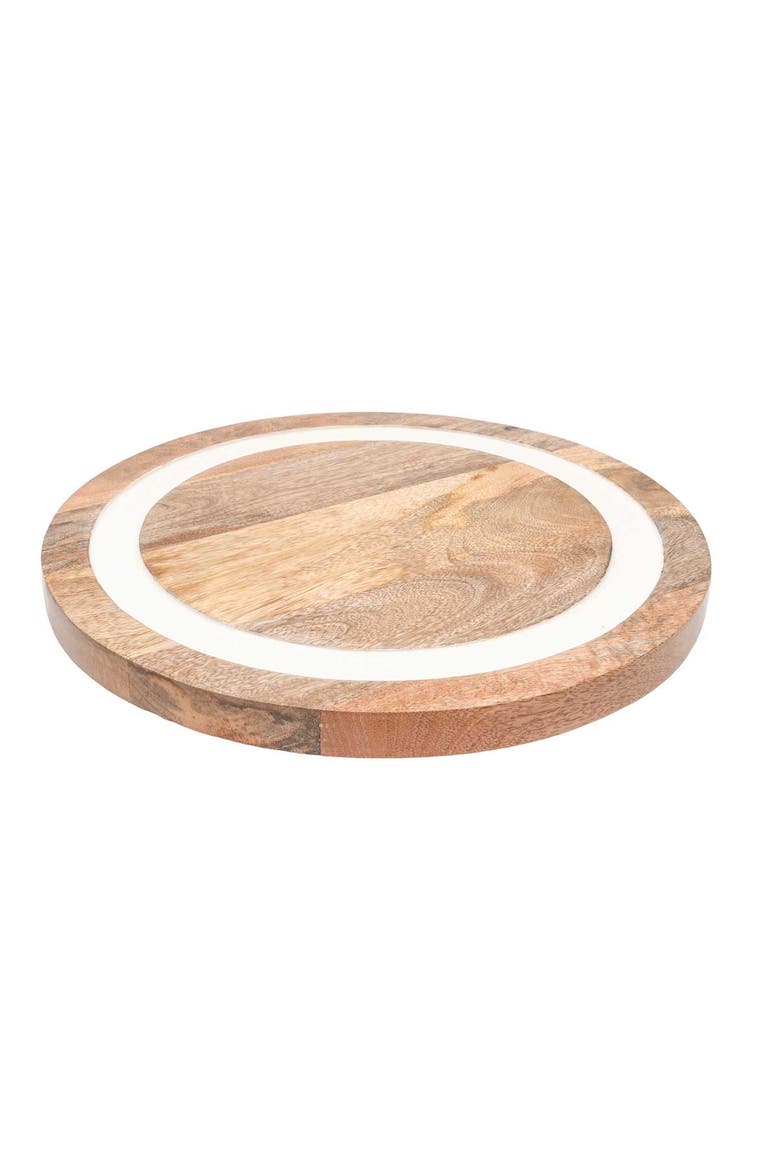 Tove White Enamel Lazy Susan, Alternate, color, Brown