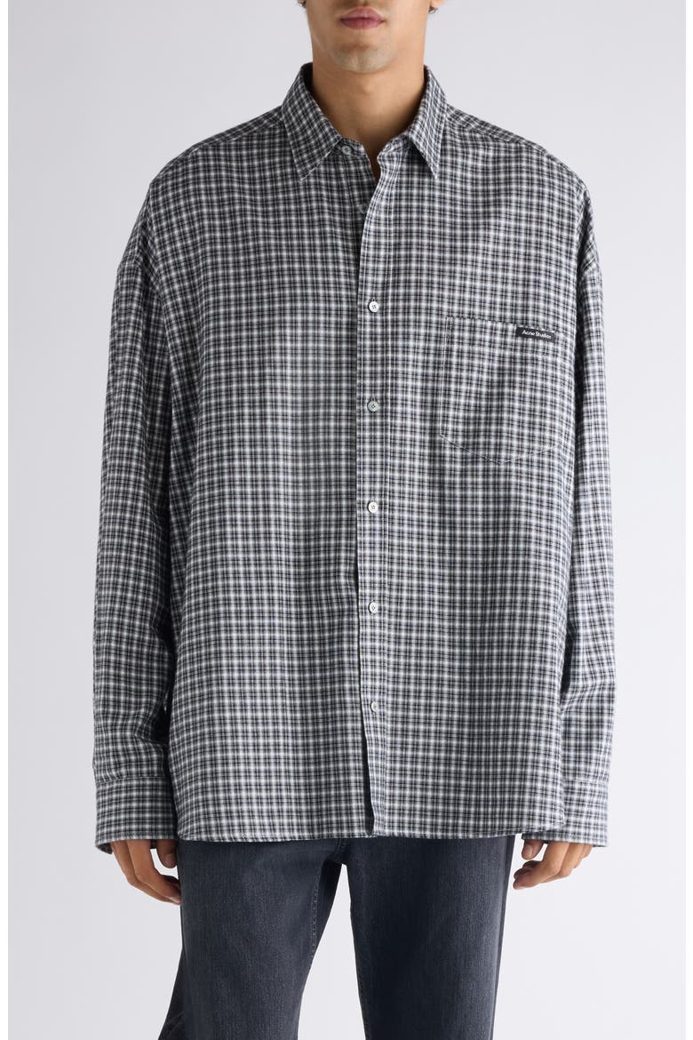 Soffia Relaxed Fit Check Flannel Button-Up Shirt, Main, color, BLACK/ WHITE