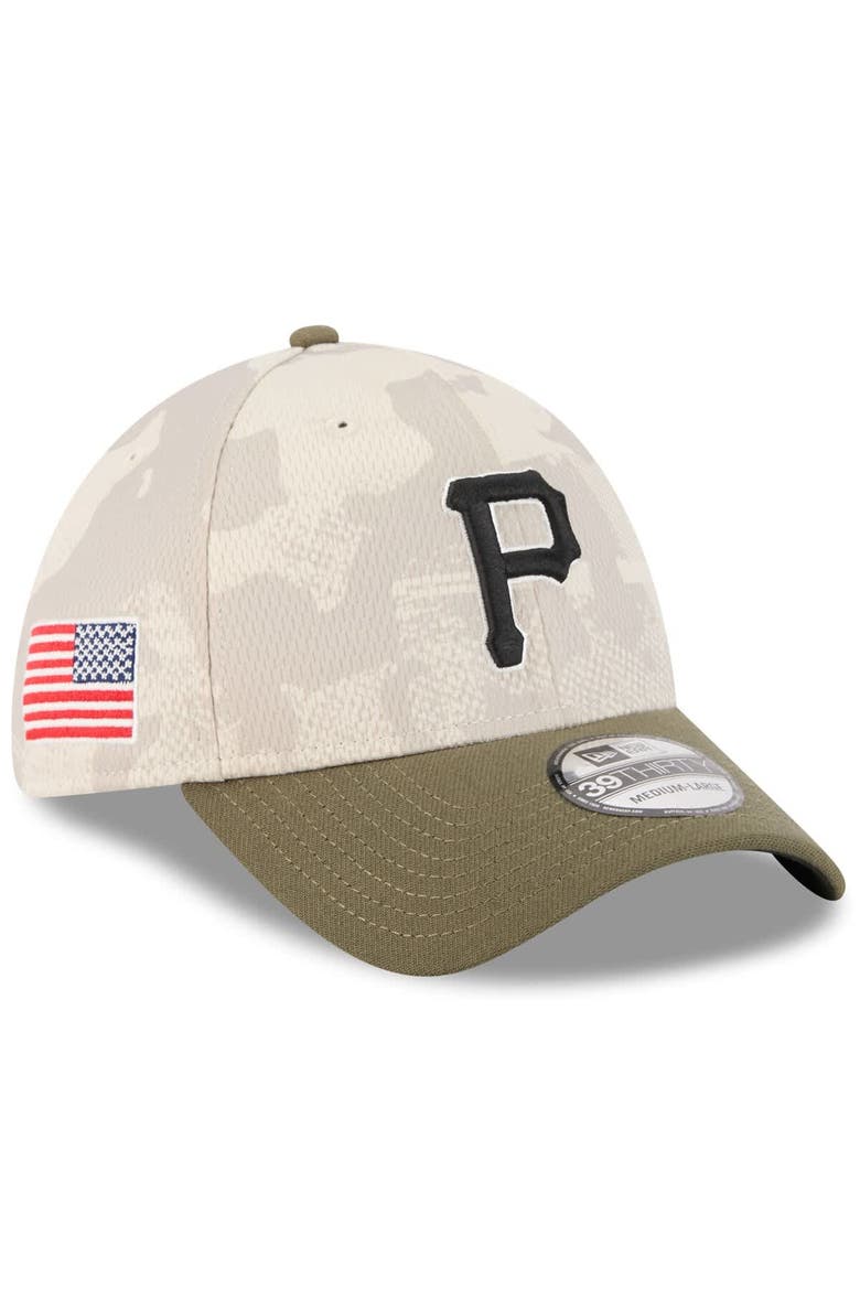 Men's New Era Light Beige/Olive Pittsburgh Pirates 2025 Armed Forces Day 39THIRTY Flex Hat, Main, color, Light Beige