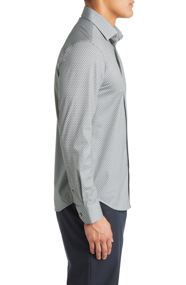 Bugatchi James OoohCotton<sup>®</sup> Honeycomb Print Button-Up Shirt, Alternate, color, Sage