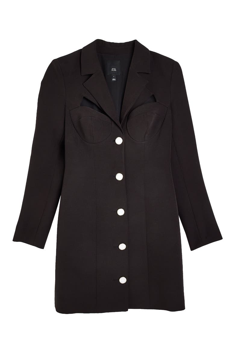 Bralette Cutout Blazer Dress, Alternate, color, BLACK