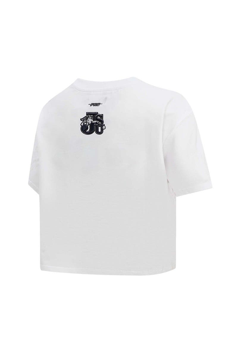 Women's Pro Standard White Jackson State Tigers Classic Three-Hit Boxy Cropped T-Shirt, Alternate, color, White