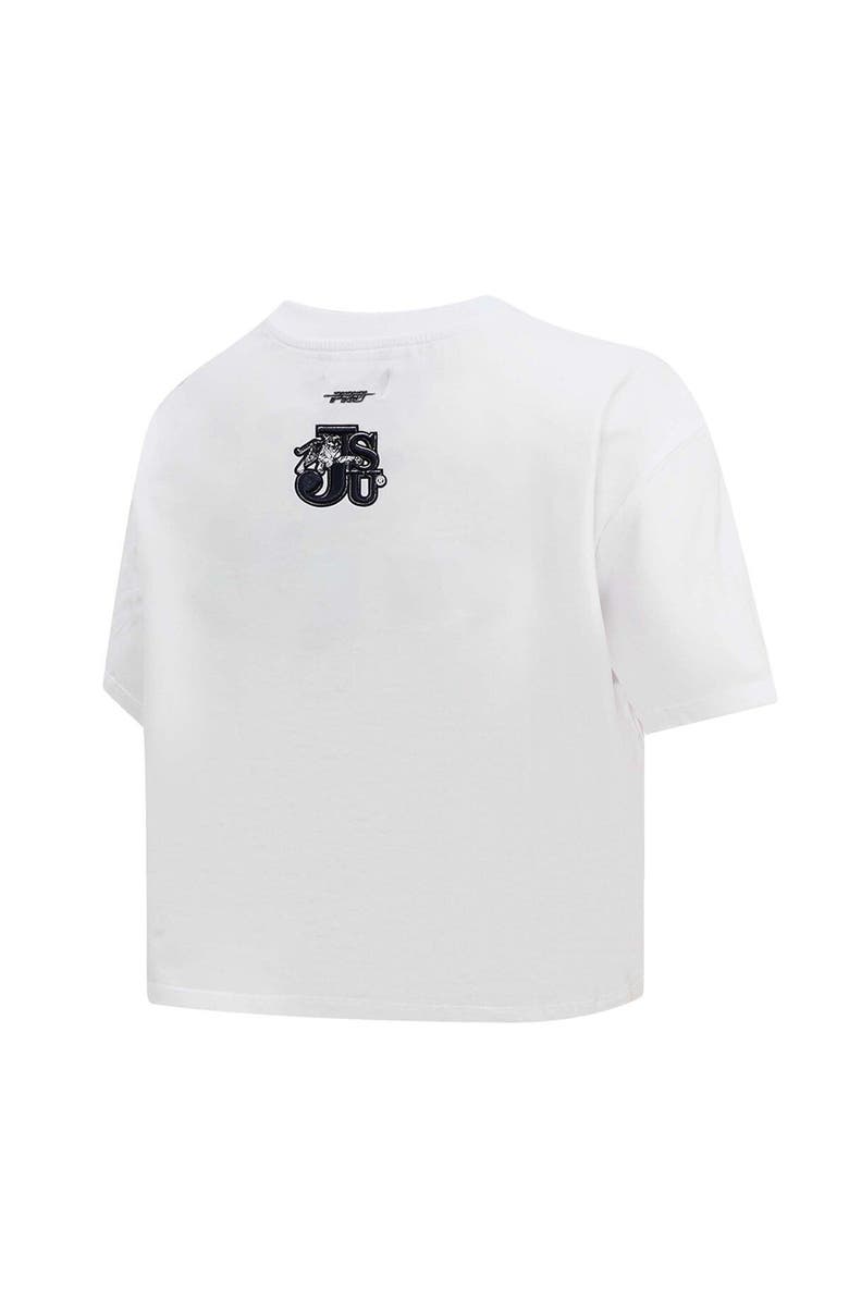 PRO STANDARD Women's Pro Standard White Jackson State Tigers Classic Three-Hit Boxy Cropped T-Shirt, Alternate, color,