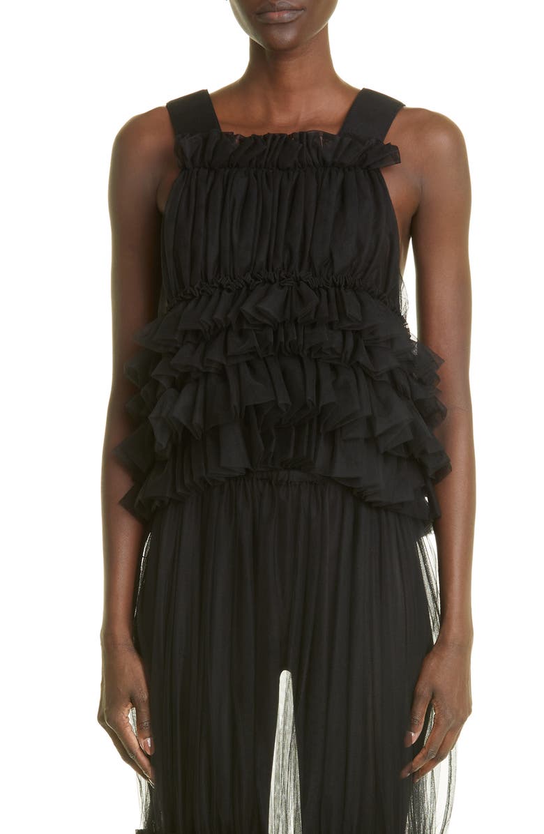 Noir Kei Ninomiya Tulle Ruffle Tank Top, Main, color,