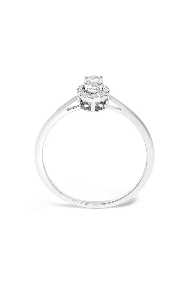 Haus of Brilliance 10K White Gold Oval and Diamond Accent Halo Birthstone Ring, Alternate, color, White Topaz