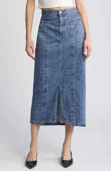 MOUSSY VINTAGE Clovernook High Waist Denim Midi Skirt