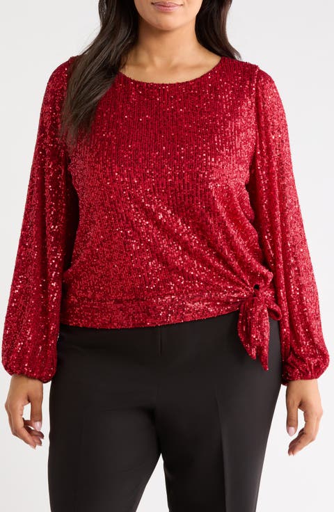 Sequin Tie Hem Top