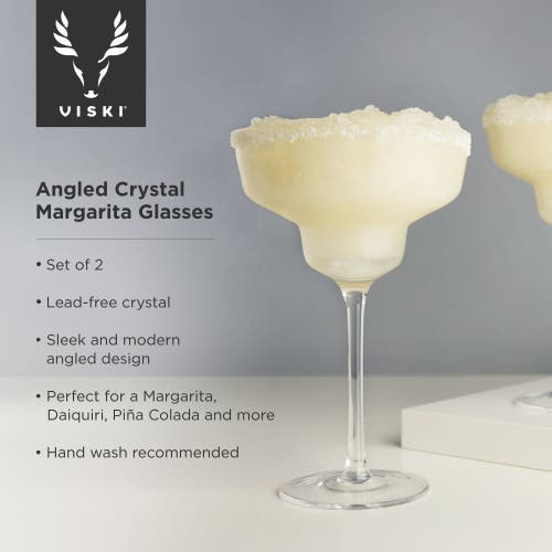 Viski Raye Crystal Angled Margarita Glasses Set Of 2 In Clear