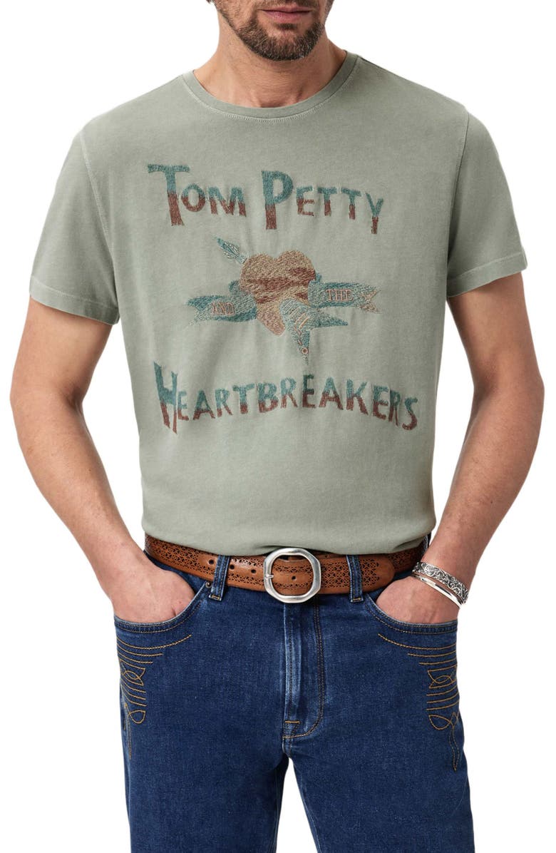 John Varvatos Tom Petty Organic Cotton Embroidered T-Shirt, Main, color, Ash