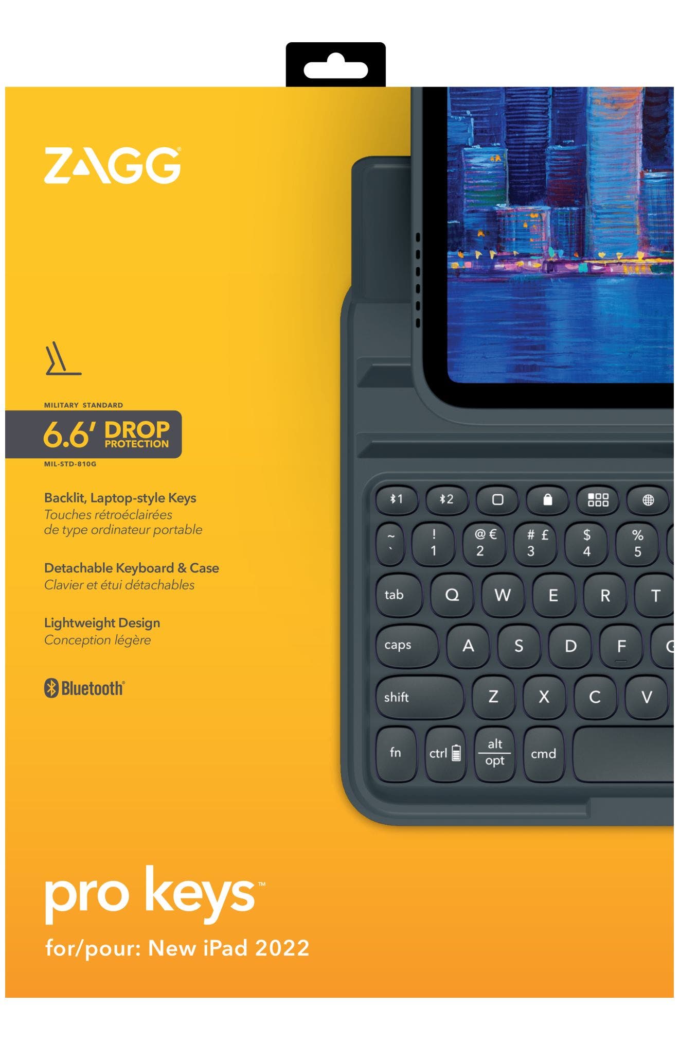 ZAGG Pro Keys Wireless Keyboard and Detachable Case for Apple iPad 10.9, Alternate, color, Black