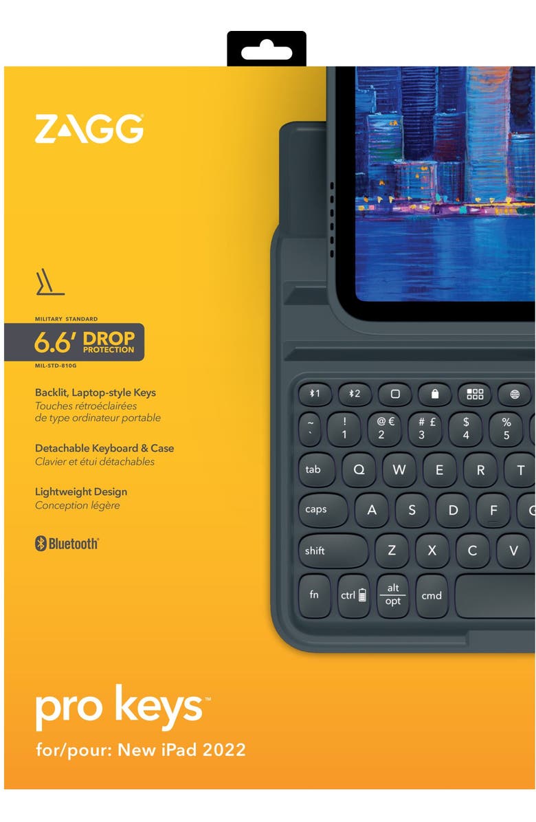 ZAGG Pro Keys Wireless Keyboard and Detachable Case for Apple iPad 10.9, Alternate, color, Black