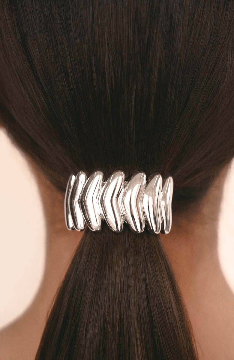 Ettika Moderna Ponytail Holder, Alternate, color, Silver