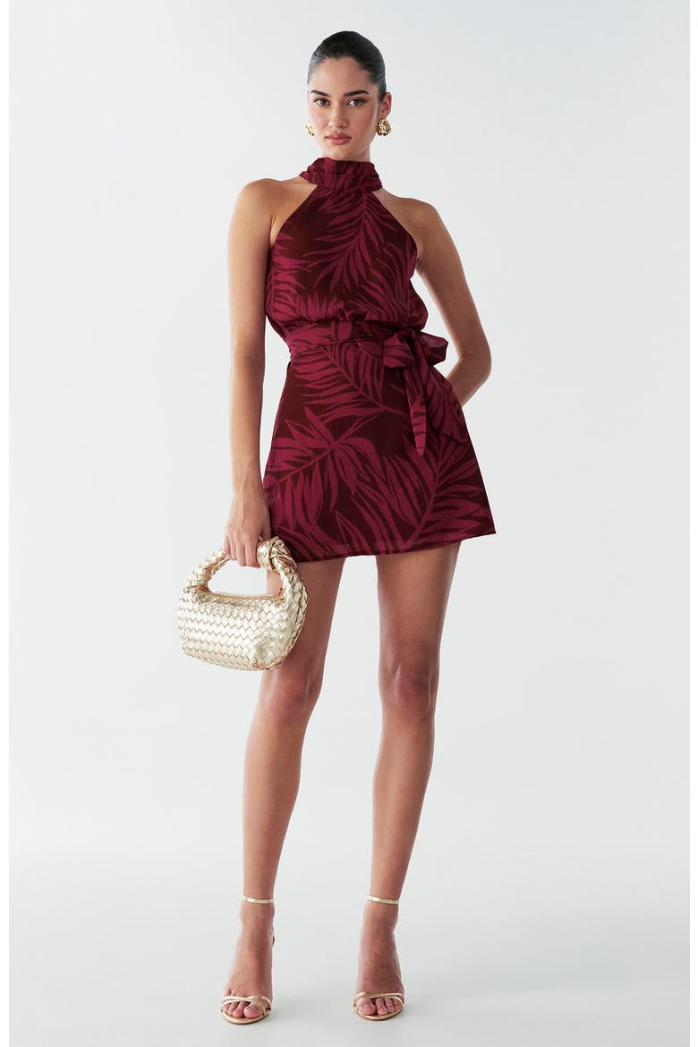 Leisha Dress, Main, color, Burgundy Palms