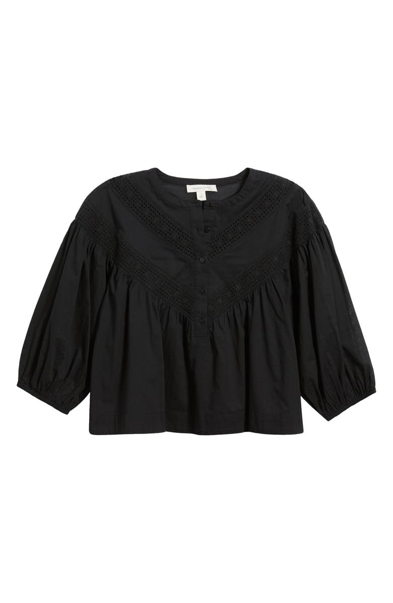 Treasure & Bond Lace Inset Woven Shirt, Alternate, color, Black