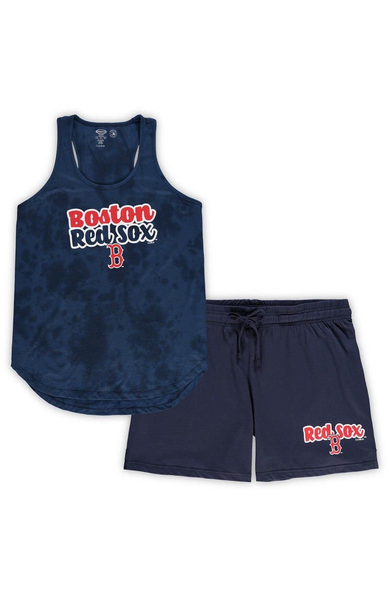 CONCEPTS SPORT Women's Concepts Sport Navy Boston Red Sox Plus Size Cloud Tank Top & Shorts Sleep Set, Main, color, Navy
