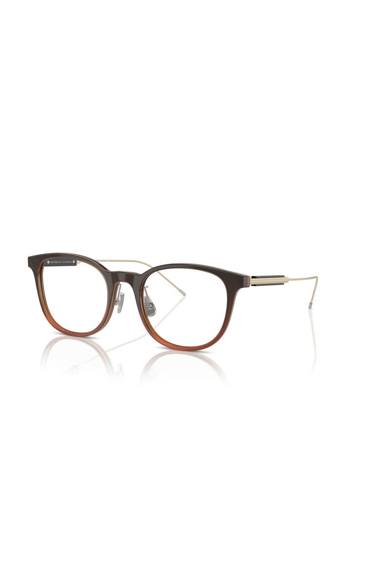 Brunello Cucinelli 51mm Rectangle optical glasses, Main, color, Brown