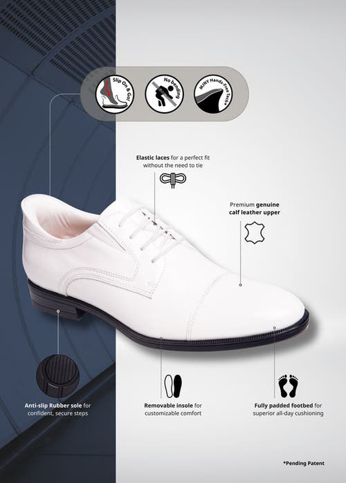 Marc Joseph New York Baker Street Hands Free Technology Leather Cap Toe Dress Oxford In White