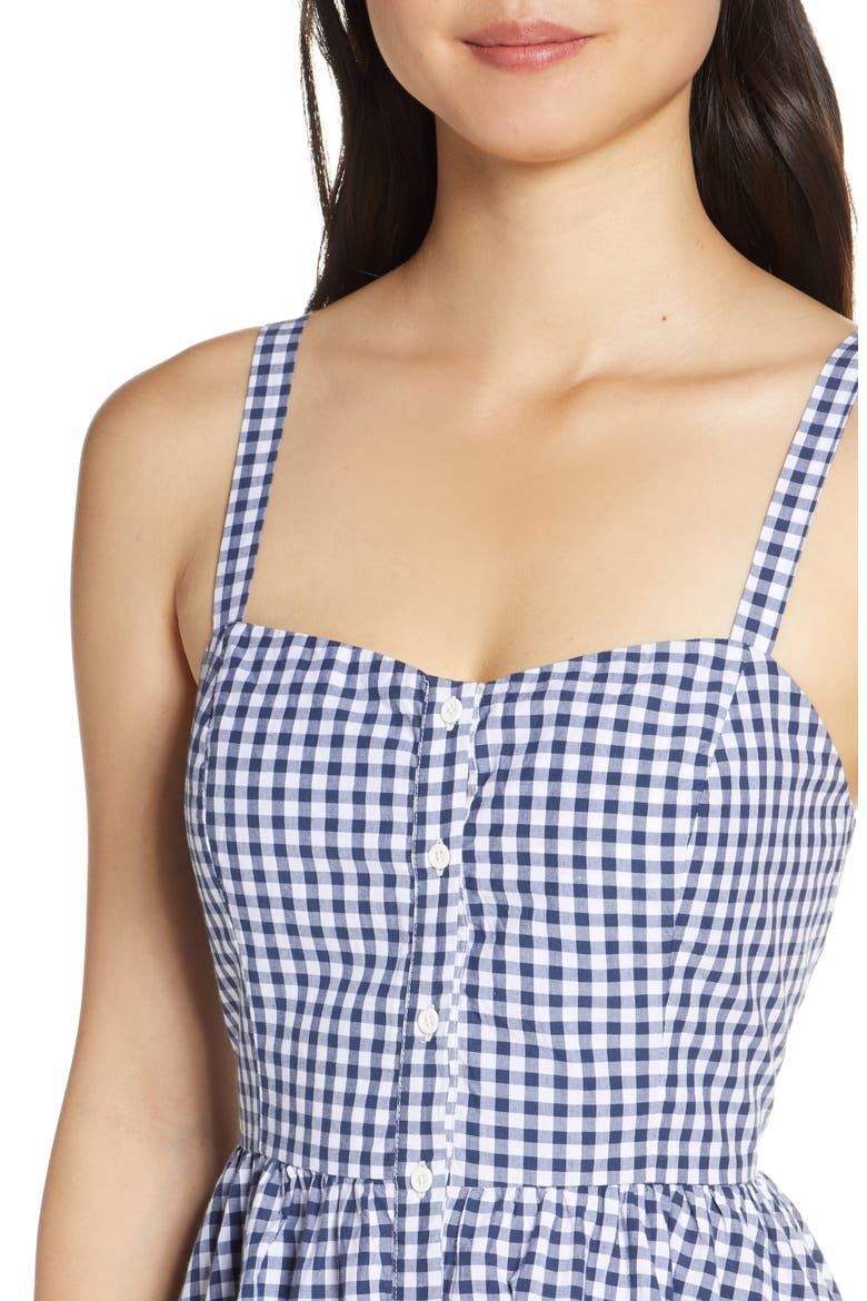 Gingham Fit & Flare Sundress, Alternate, color, INDIGO/ SUMMER WHITE