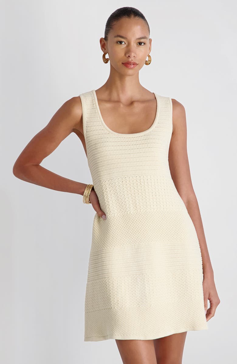 French Connection Mozart Mixed Stitch Sleeveless Minidress, Alternate, color, Ecru