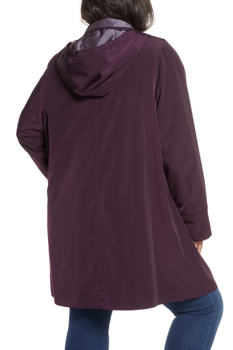 Hooded Raincoat with Liner, Alternate, color, BLACKBERRY