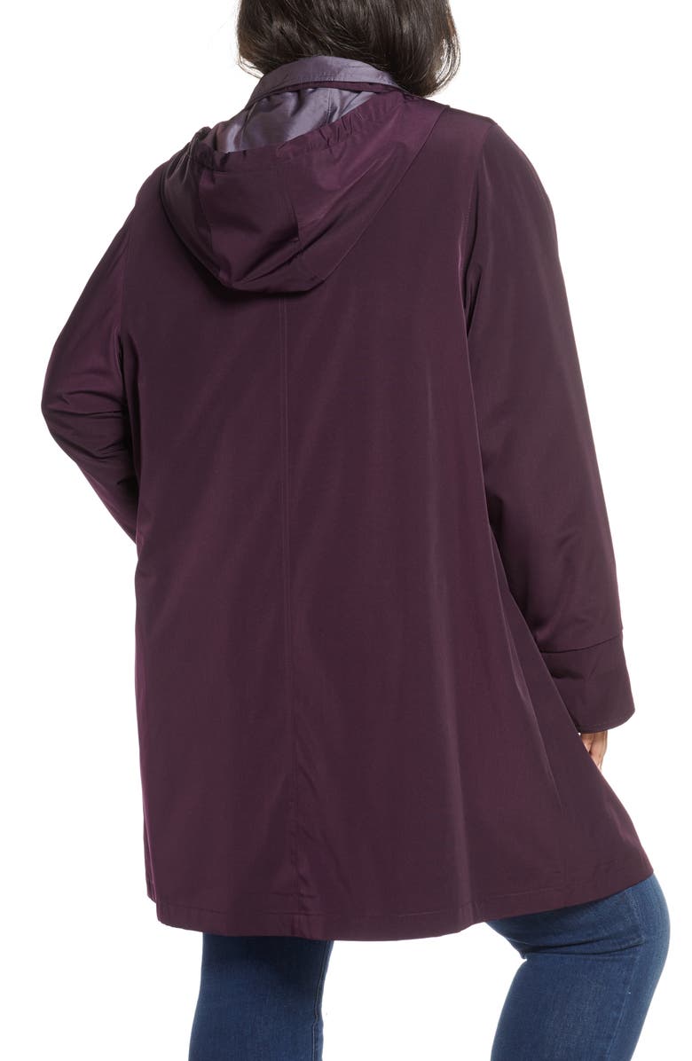 Gallery Hooded Raincoat with Liner, Alternate, color, Blackberry