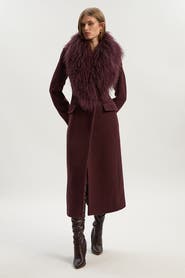Karen Millen Wool Detachable Collar Midi Coat