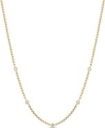 Zoë Chicco 14K Gold Floating Diamond Small Box Chain Station Necklace