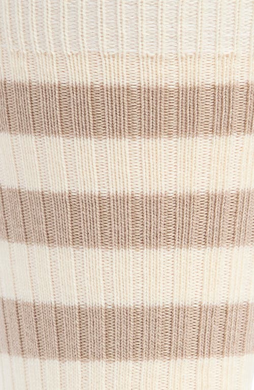 Nordstrom Random Feed Stripe Crew Socks In Khaki- Light Blue