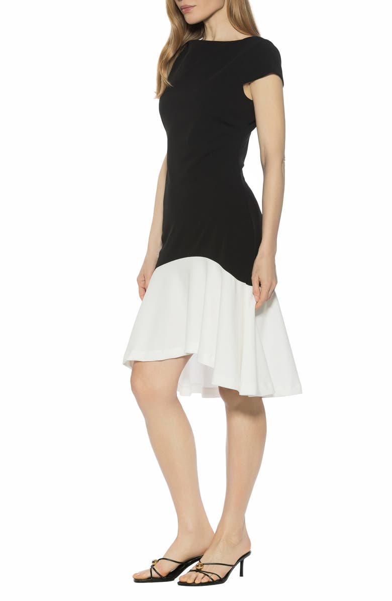 Alexia Admor Renata Cap Sleeve Handkerchief Hem Knit Dress, Alternate, color, Black/ White