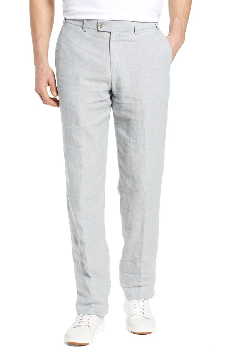 Hiltl Parma Flat Front Solid Linen Trousers, Main, color, 