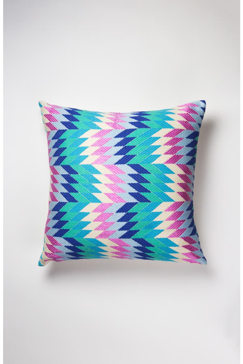 Almolonga Blue Diamond Handwoven Brocade Cotton Throw Pillow, Main, color, Blue