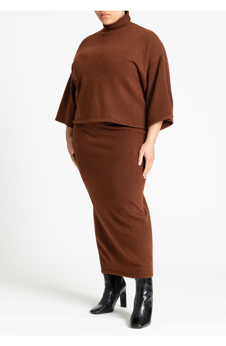 ELOQUII Sweater Maxi Skirt, Alternate, color, Downtown Brown